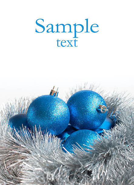istock Blue Christmas balls and silver tinsel 497127302