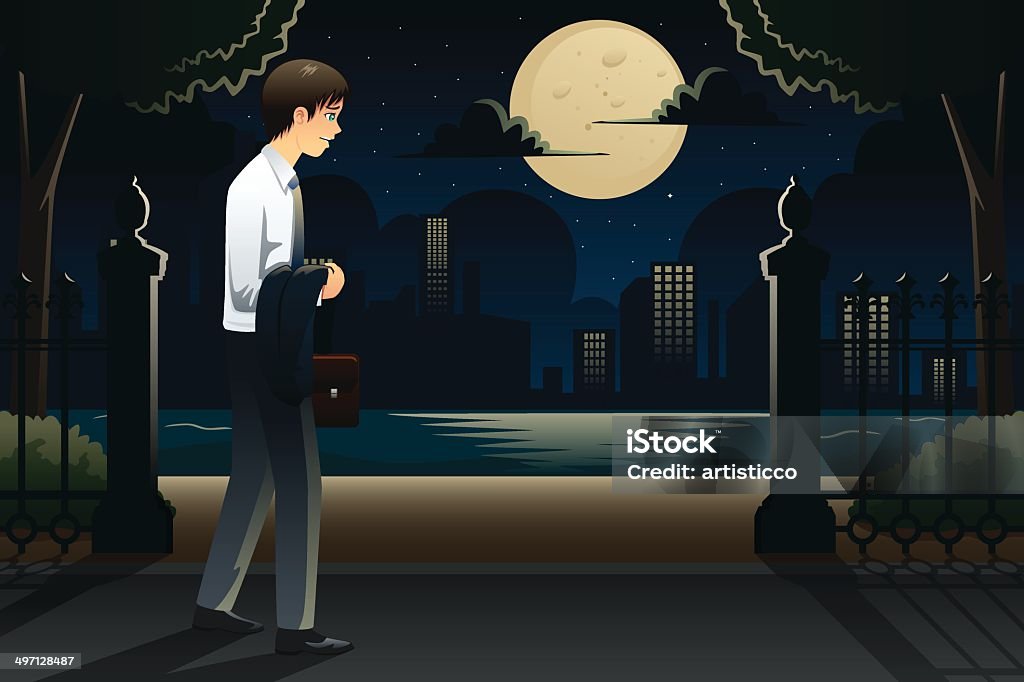 Businessman coming home late from work A vector illustration of businessman coming home late from work Adult stock vector