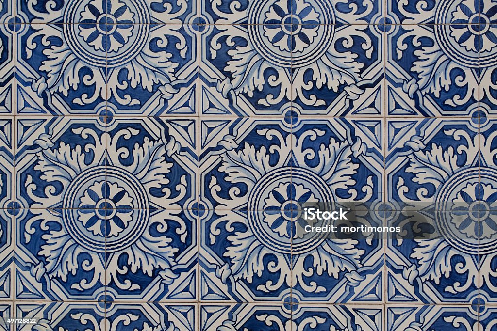 Detail of some typical portuguese tiles 2015 Stock Photo