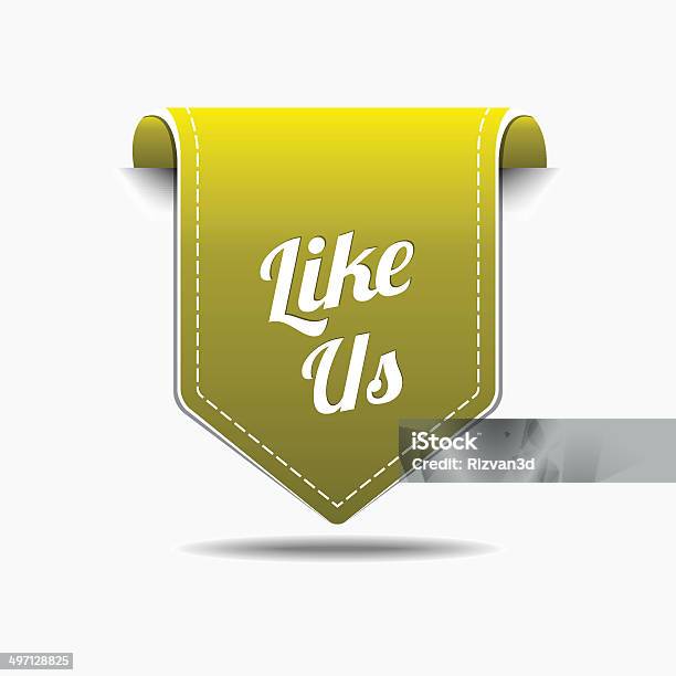 Like Us Yellow Label Icon Vector Design Stock Illustration - Download Image Now - Admiration, Advertisement, Badge