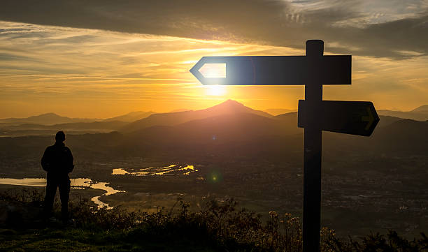 istock Man on the way of St. James at dawn. 497128972