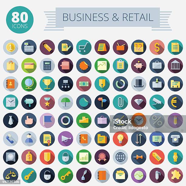 Flat Design Icons For Business And Retail Stock Illustration - Download Image Now - Icon Set, Infographic, Retail