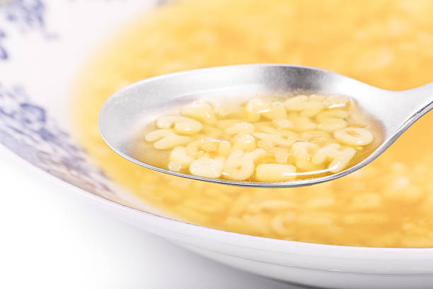 istock Close up of a bowl filled with alphabet soup 497131268