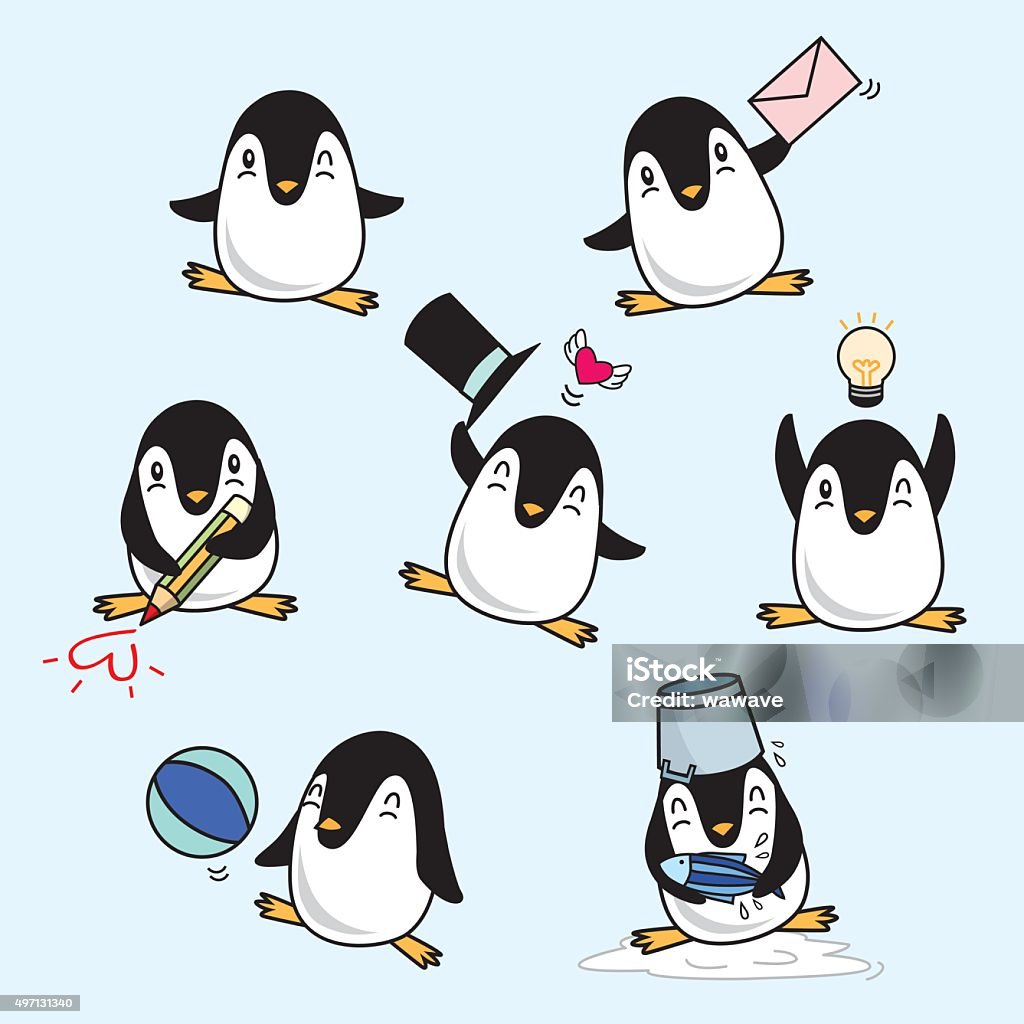 happy penguin penguin cartoon action vector illustration 2015 stock vector