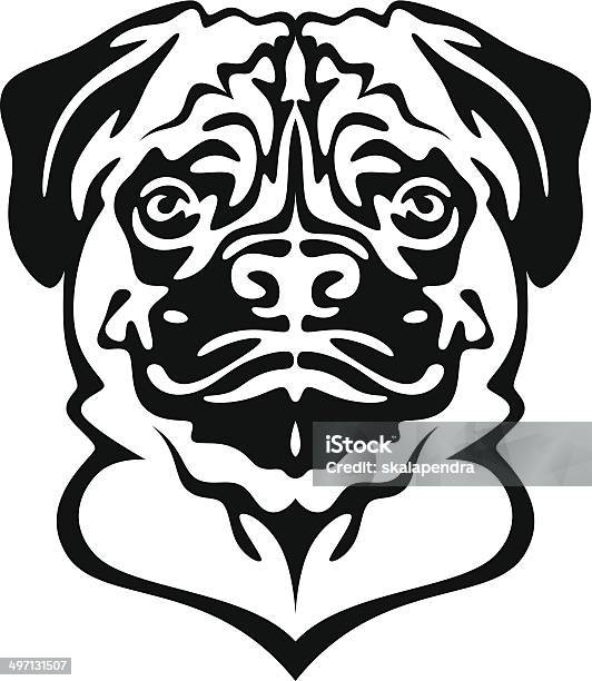 Pug Dog Head Stock Illustration - Download Image Now - Animal Head, Pug, Animal