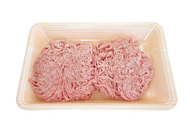 istock Fresh minced pork in supermarket plastic pack 497133443