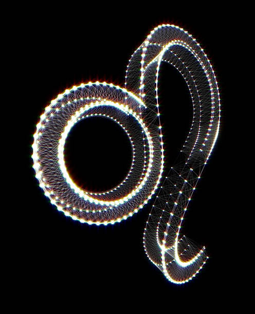 istock Lion zodiac sign. Shiny 3D connected dots on black 497142063