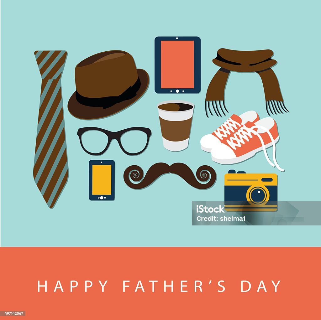 Father's Day-Grußkarte Design - Lizenzfrei Accessoires Vektorgrafik
