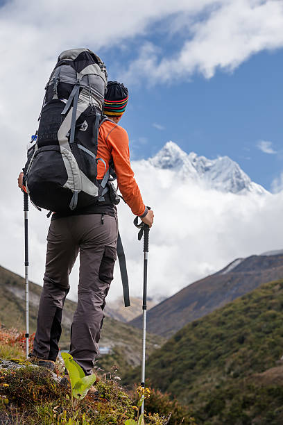 istock Hiker walks on train in Himalayas 497142400