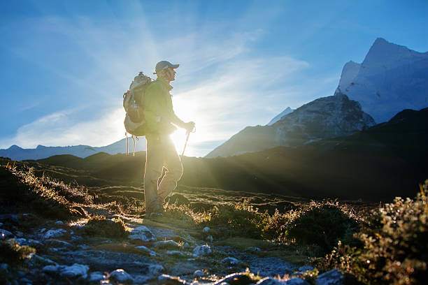istock Hiking in Khumbu walley in Himalayas mountains 497142472