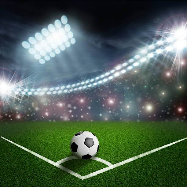 istock soccer ball on the green field corner 497142541