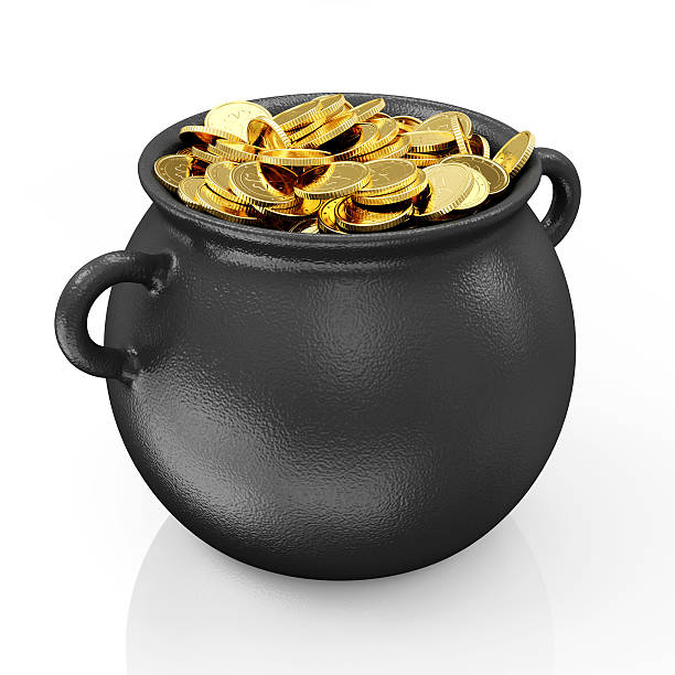 istock Iron Pot with Golden Coins 497142577