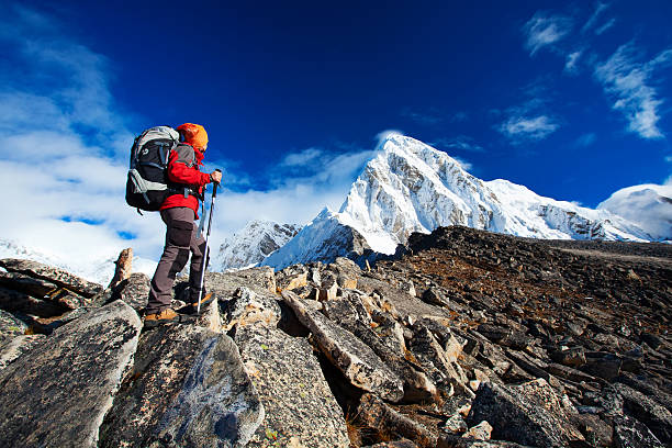 istock Hiking in Khumbu walley in Himalayas mountains 497142930