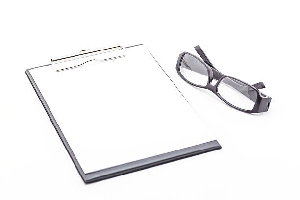 istock Clipboard black color and glasses. 497143193