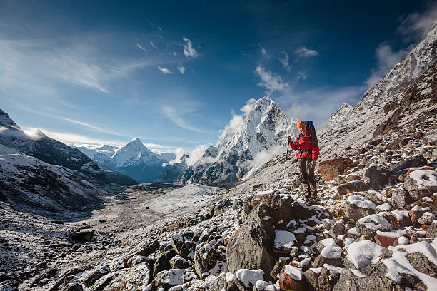 istock Hiker posing in Himalayas in front of big mountains 497146204