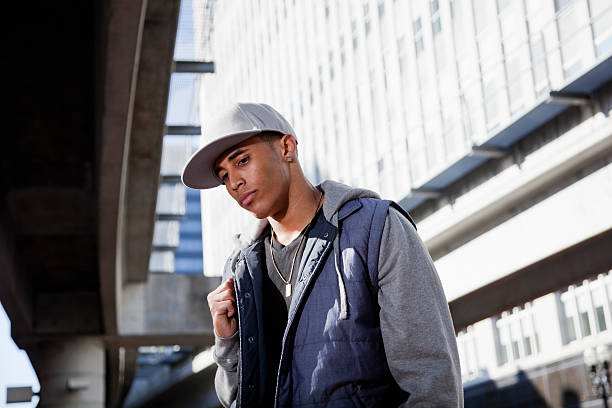 Young man in city