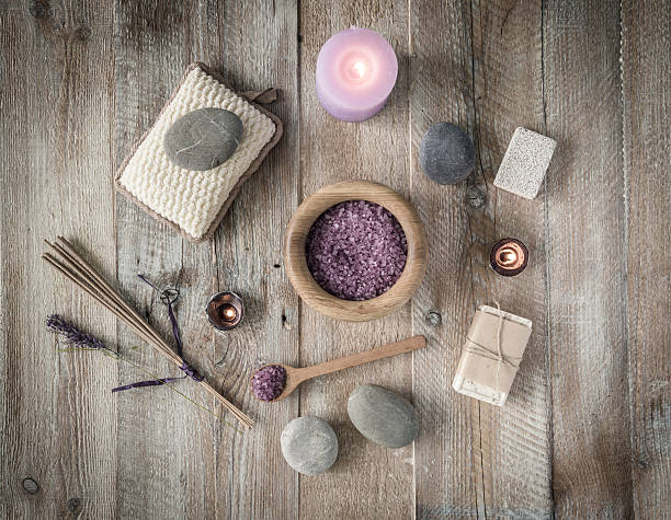 istock Composition of spa treatment on the wooden table 497147258