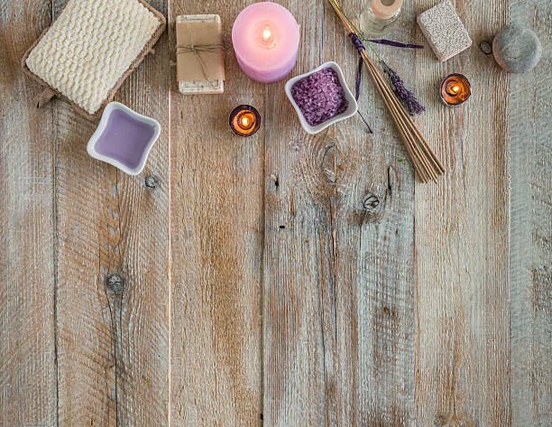 istock Composition of spa treatment on the wooden table 497147310