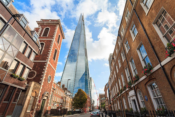 London - St. Thomas street and Shard skyscraper stock photo