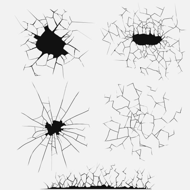 ilustrações de stock, clip art, desenhos animados e ícones de conjunto de fissuras, partido vidro vector - dirty pass