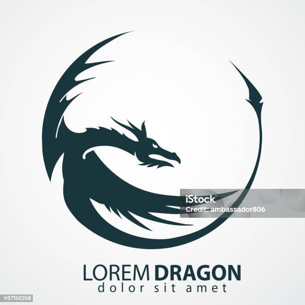 Dragon Vector Silhouette Stock Illustration - Download Image Now - Dragon, In Silhouette, Icon Symbol