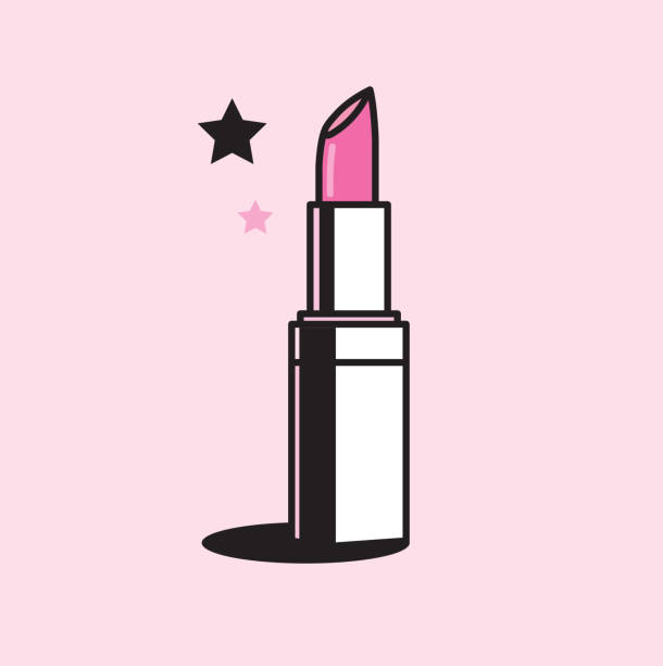 bildbanksillustrationer, clip art samt tecknat material och ikoner med vector graphic illustration of a shiny pink colored lipstick - läppstift