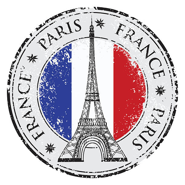 paryż francja miasta w grunge pieczęć, wieża eiffla wektor - paris france monument pattern city stock illustrations