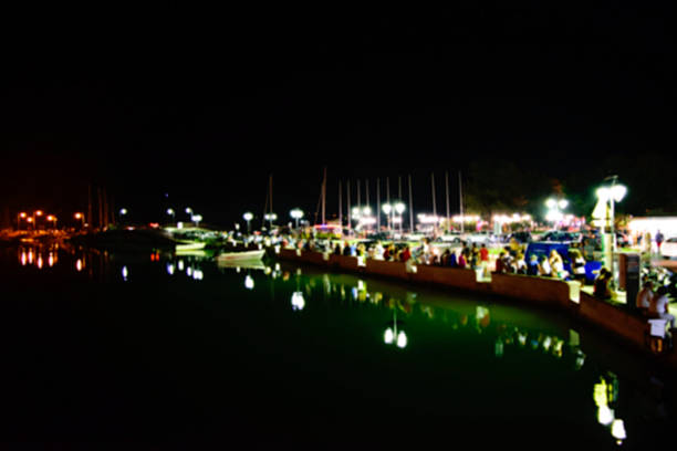 porto darling na noite, sydney austrália em estilo de borrão - darling harbor imagens e fotografias de stock
