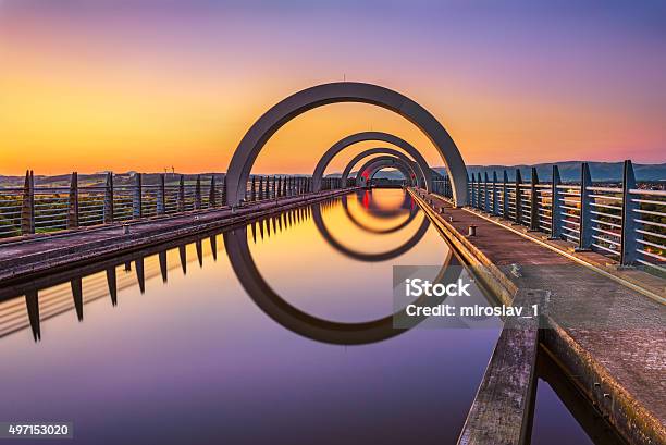 Falkirk Wheel At Sunset Scotland United Kingdom Stock Photo - Download Image Now - Water, Circle, Scotland