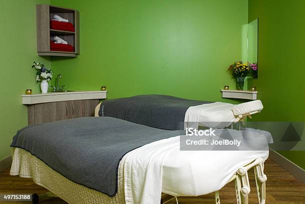 Massage And Spa Room Stock Photo - Download Image Now - Bed - Furniture, Massage Table, Massaging