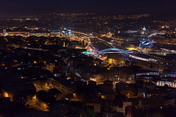 istock View at night Tbilisi city from above 497153282
