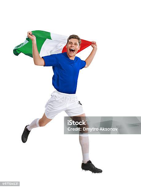 Italiano Jogador De Futebol Com Bandeira De Análises Após Vitória - Fotografias de stock e mais imagens de Adulto