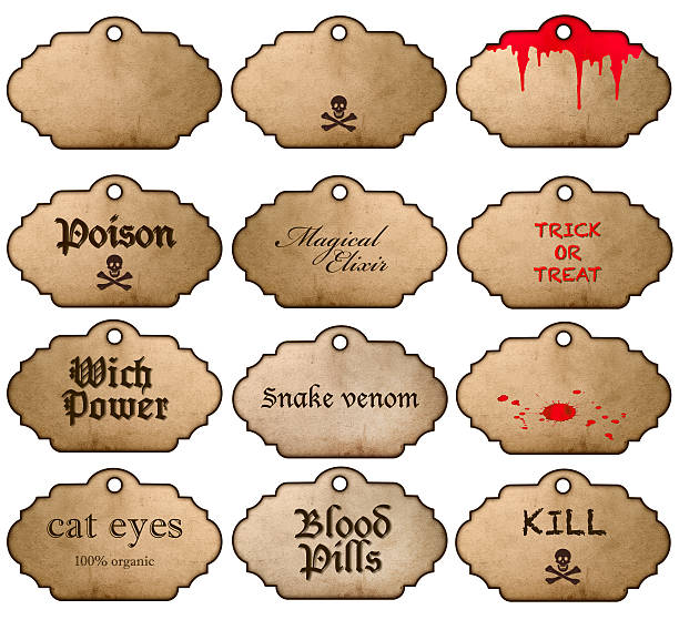 Halloween stickers isolated on white background. Vintage labels