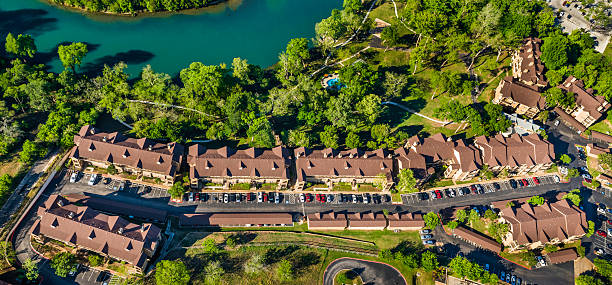 Housing apartment complexes on Guadalupe River, Texas