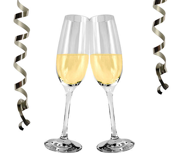 wino musujące okulary-sylwester - champagne flute jubilee champagne wine zdjęcia i obrazy z banku zdjęć