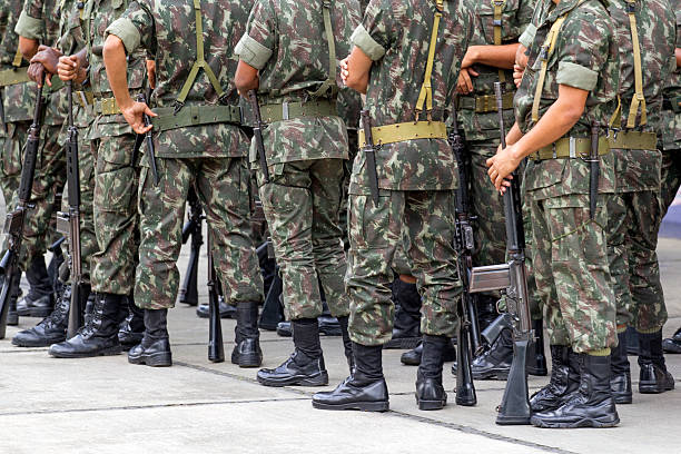 istock Relaxed soldiers before the parade 497158261