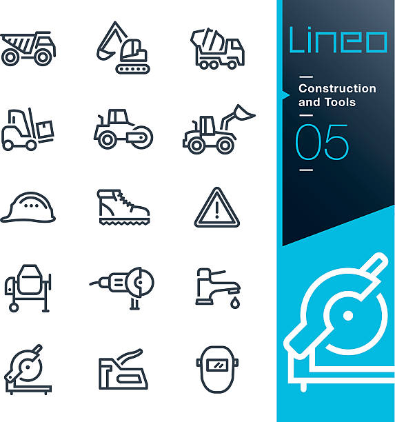 Lineo - Construction and Tools outline icons Vector illustration, Each icon is easy to colorize and can be used at any size.  eurasian crane stock illustrations