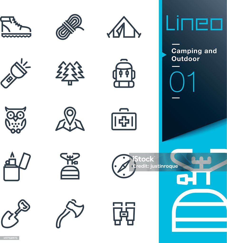Lineo - Camping and Outdoor outline icons Vector illustration, Each icon is easy to colorize and can be used at any size.  Hiking Boot stock vector
