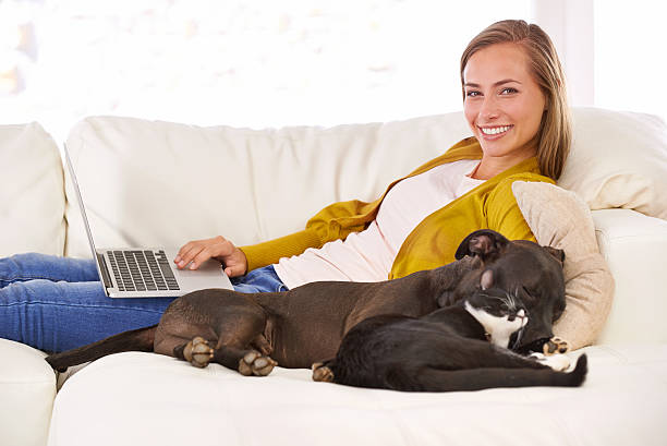 istock Chilling with my laptop and loyal friends 497161295