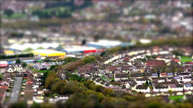 Local Railway Station with Trains. Tilt Shift Timelapse