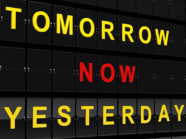 istock 3d Airport board with tomorrow, now and yesterday words. 497175524