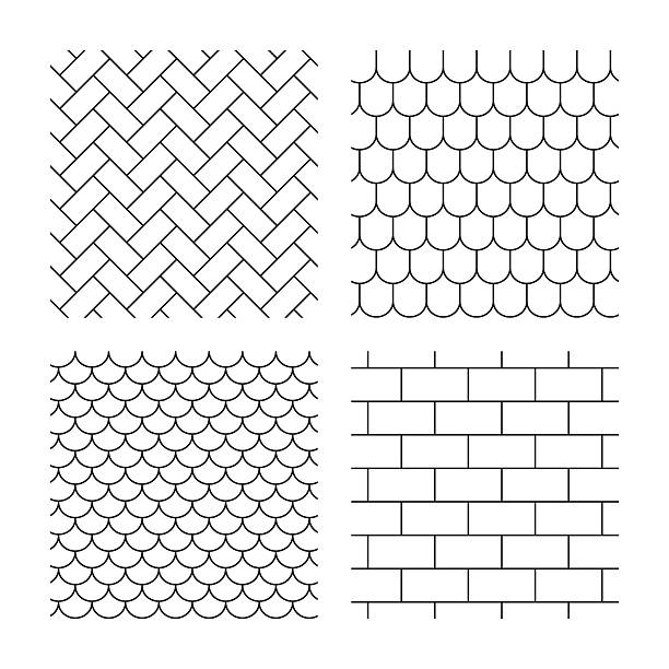 cegły, kafle i plyta chodnikowa tekstury dachu - seamless brick repetition pattern stock illustrations