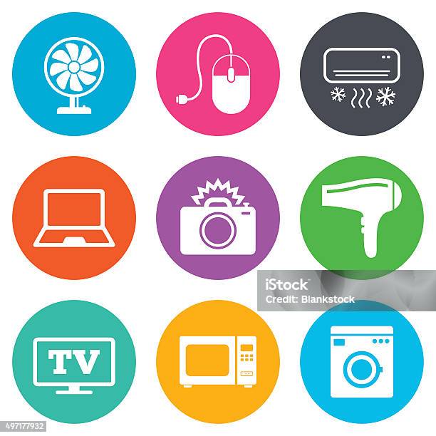 Ilustración de Electrodomésticos Iconos De Dispositivo Señal De Electrónica y más Vectores Libres de Derechos de 2015