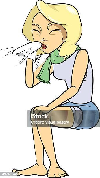 Sneezing Reboots Our Nose Stock Illustration - Download Image Now - 2015, Blowing a Kiss, Boredom