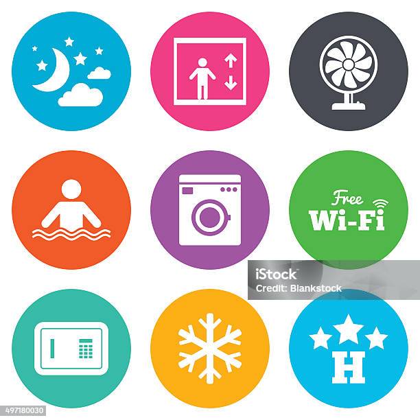 Ilustración de Apartamento De Iconos De Servicio Internet Wifi y más Vectores Libres de Derechos de 2015