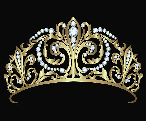 gold diadem mit diamanten - tiara stock-grafiken, -clipart, -cartoons und -symbole