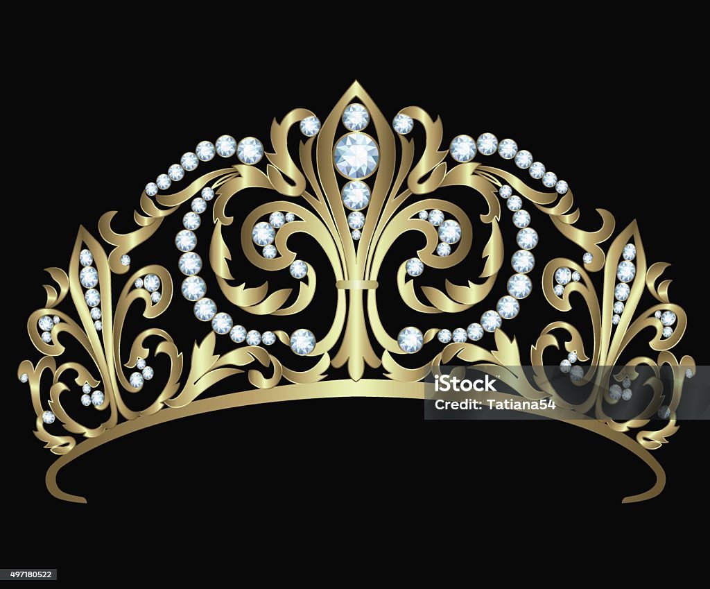 Gold Diadem With Diamonds Stock Illustration - Download Image Now - Crown -  Headwear, Tiara, Princess - iStock