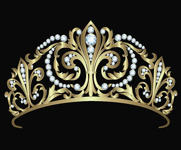 Vector illustration of Gold diadem with diamonds