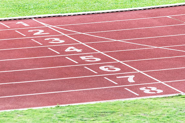 istock Starting grid of race track at a stadium. 497182157