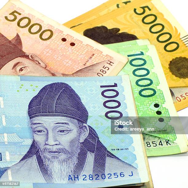 Waluta Korei - zdjęcia stockowe i więcej obrazów Azja - Azja, Banknot, Bankowość